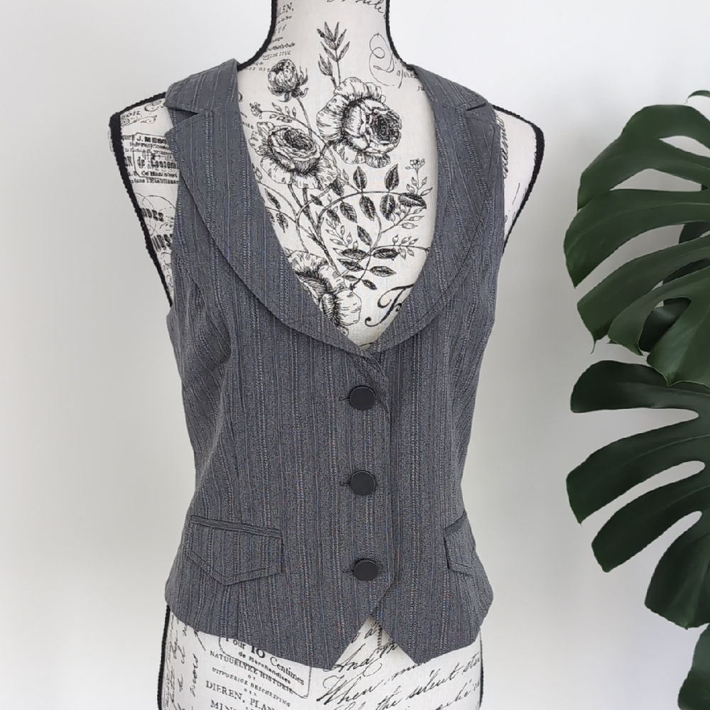 Women's Gray Pinstripe Vest